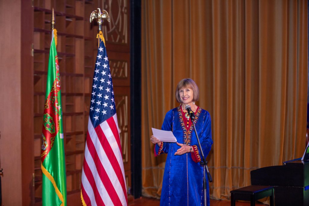 US Ambassador Elizabeth Rood introducing Global Music Collective in Ashgabat Turkmenistan